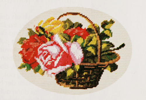 Cross-stitch A basket with roses